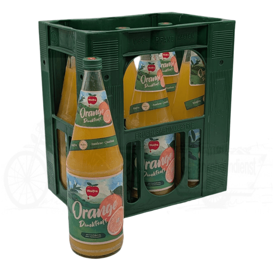 Wolfra Orange - Direktsaft 6 x 1,0l Glas